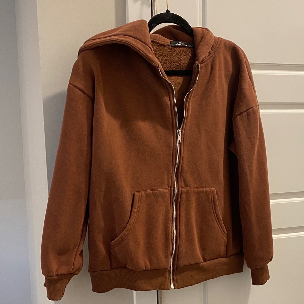 Rust Brown Zip-Up Hoodie